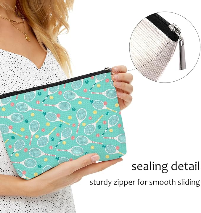 Blue Leaves Inspirational Tennis Makeup Bag Accessories Cosmetic Bag 02