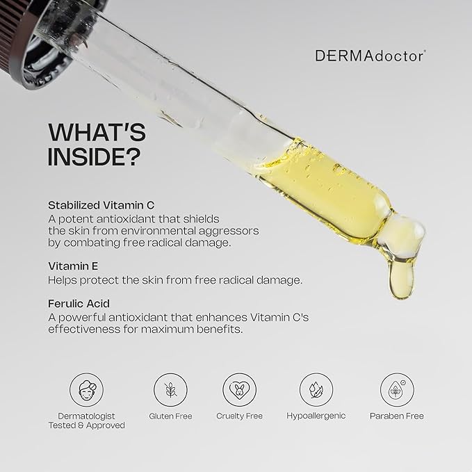DERMAdoctor Kakadu C 20% Vitamin C Serum for Face, Ferulic Acid, 1 fl oz