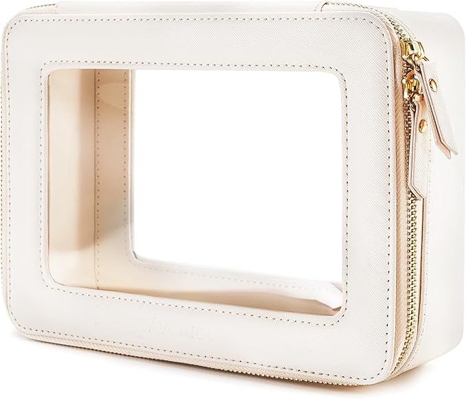 Aveniee Clear Makeup Bag Organizer,Large Travel Toiletry Bag for Women, Waterproof Cosmetic Pouch with Zippers,Car Organizers and Storage Case for Accessories,White