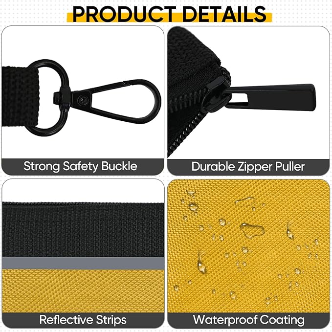 TICONN Tool Pouches with Zipper, 1680D Oxford Small Tool Bags, Waterproof Utility Bag Zipper Pouch for Tool Organizers and Storage (3 Pack Medium)