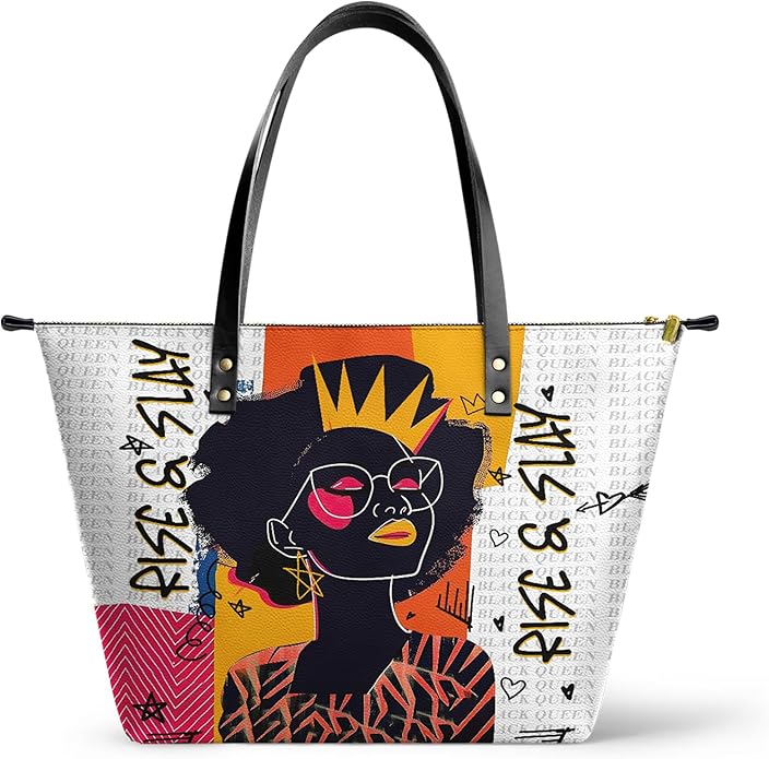 Afroyla African Black Women's Leather Tote Bag, Large Size, Premium Leather, Perfect Presents For Women (Aina Coconut White, Premium Vegan Leather)
