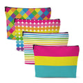 4pcs Colorful Rainbow Makeup Bag, Bright Neon Colors Cosmetic Bag, Christmas Wedding Anniversary Birthday Friendship Gifts for Women Girls Best Friends Bridesmaid Bestie Mom Travel Toiletry Bag