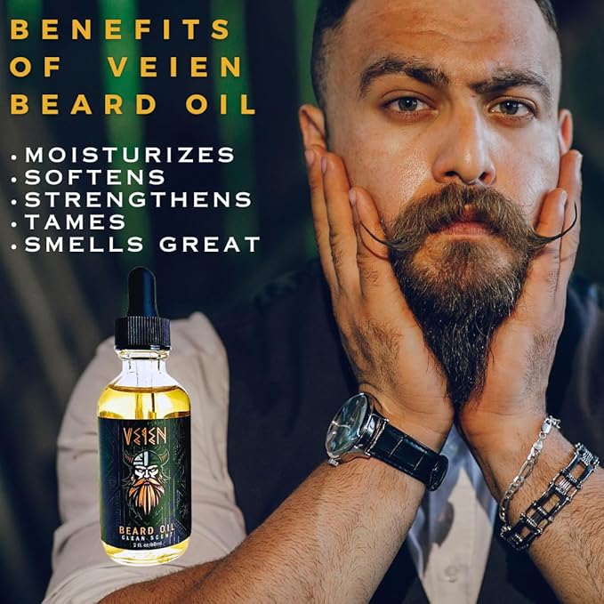 Veien Beard Oil for Men, Clean White Tea Scent, 2oz