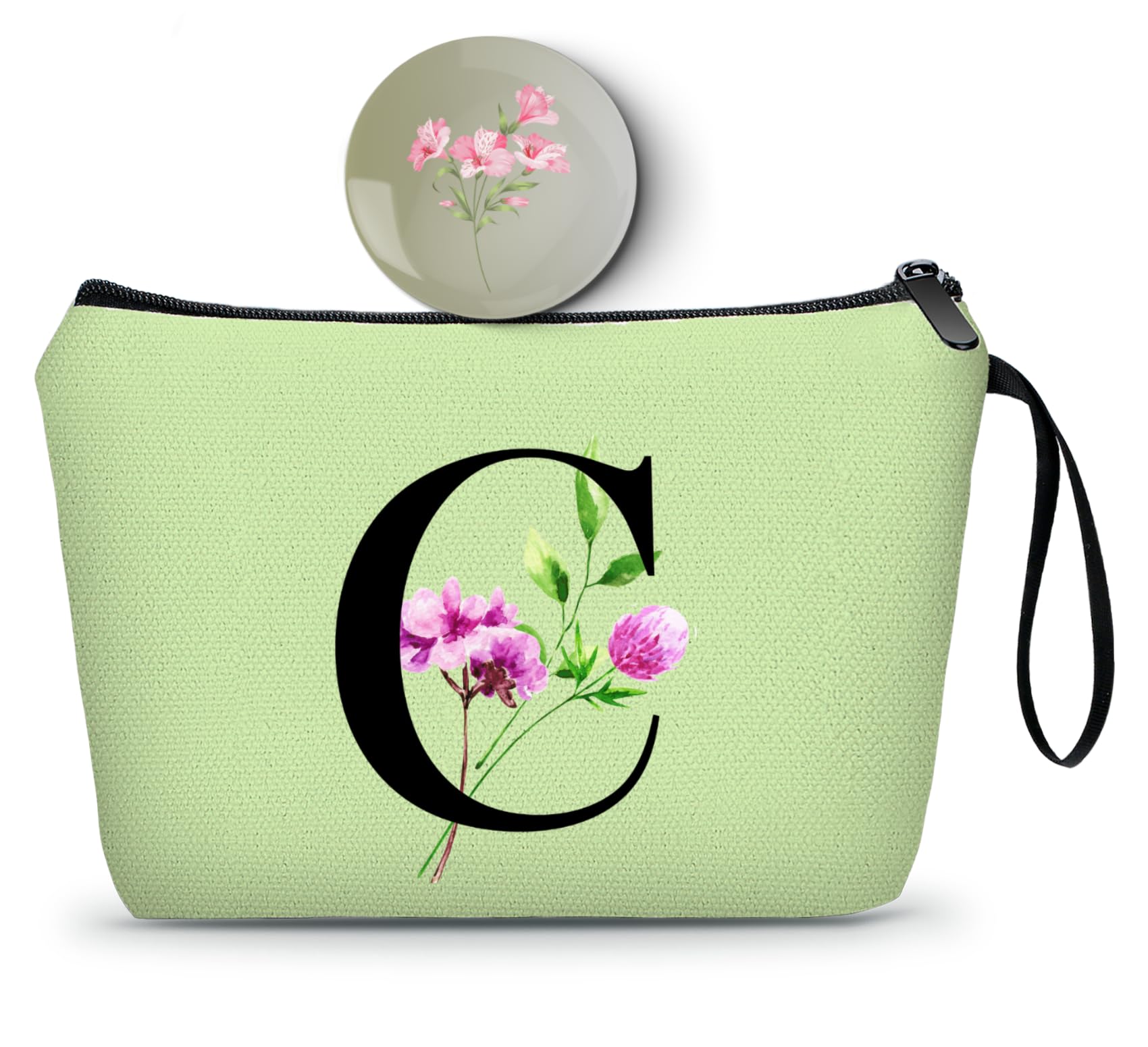 Birthday Thank You Appreciation Monogrammed Gifts for Mom Aunt Teacher Sister Friend Coworkers Bride Bridesmaid Makeup Cosmetic Bag with Mirror Mothers Day Christmas Graduation C