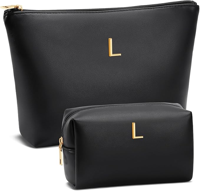 CLOUDWINGS Gifts for Women Girls Personalized Initial Travel Makeup Bag