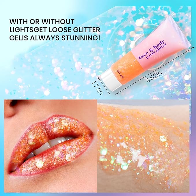 DAGEDA Coral Body Glitter Gel, Sparkly Hair Face Glitter Makeup Accessories