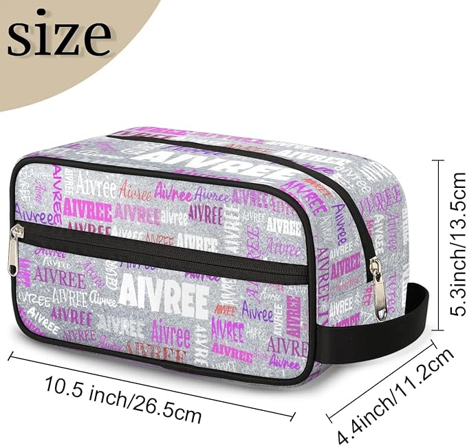 KFNHN Personalized Travel Cosmetic Waterproof Makeup Bags, Silver Glitters