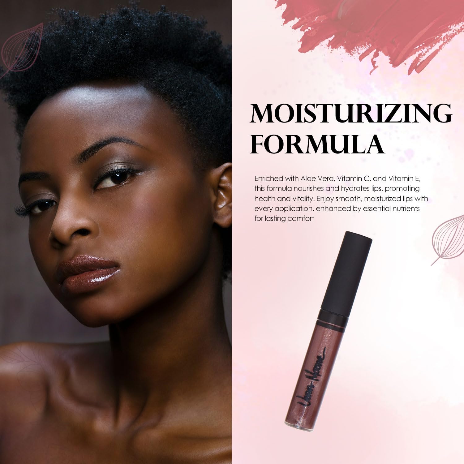 VERA MOORE COSMETICS AND SKIN CARE Lip Gloss, Moisturizing Lip Color with Shimmer for Long Lasting Shine, Lightweight Lip Stain, Girls Non-Sticky Lip Gloss with Aloe Vera, W/Vitamin C, E (Chocolate)
