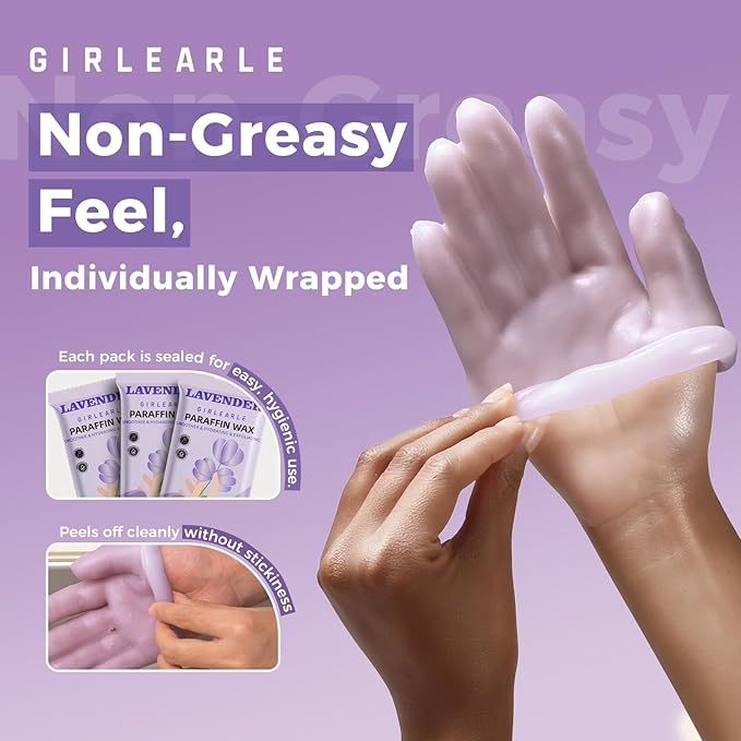 GIRLEARLE Paraffin Wax Refills 10 Packs for Paraffin Wax Bath Machine - for Dry Cracked Skin on Hands, Feet, Elbows - Moisturizing Hydration to Relieve Stiff Muscles & Joints (Lavender)