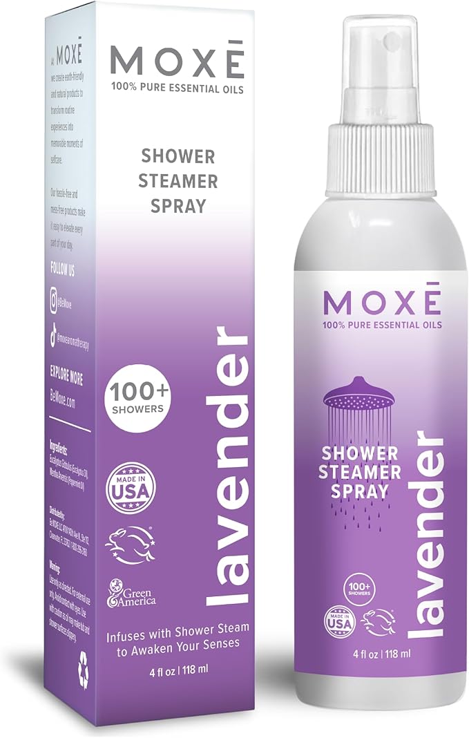 MOXĒ Lavender Shower Steamer Spray for Relaxation & Tension Relief, 4oz