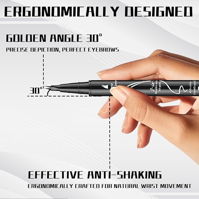 Curved 2 Tip Eyebrow Pen-Light Brown Eyebrow Pencil With Black Eyeliner 2-in-1 Dual-Ended Create Natural Hair-Like Brows,Waterproof.Smudge Proof,Long Lasting All-Day