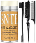 Hair Wax Stick and Slick Back Hair Brush Set to Tame Frizz, Flyaways, Sleek Ponytails, Buns & Braids - 12H Hold, Non-Greasy Hair Styling Kit, Styling Accessories for Teen Girls, Women, Kids, Men