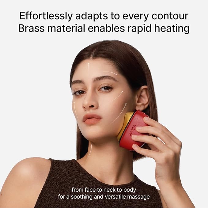 ZDEER GS5 Electric Heated Gua Sha Tool, Red Light Face Massager, Red
