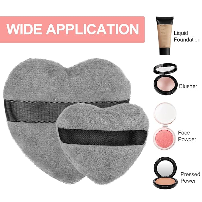 OIIKI 4PCS Makeup Puffs, Cotton Powder Puff (2PCS Gray+2PCS Rose)