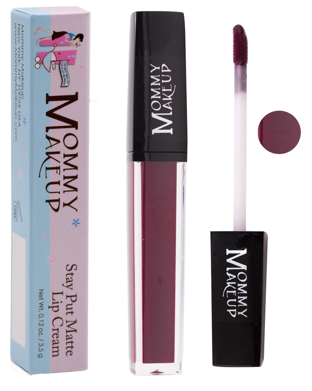 Mommy Makeup Stay Put Matte Lip Cream, Kiss-proof Lipstick (Roxie)