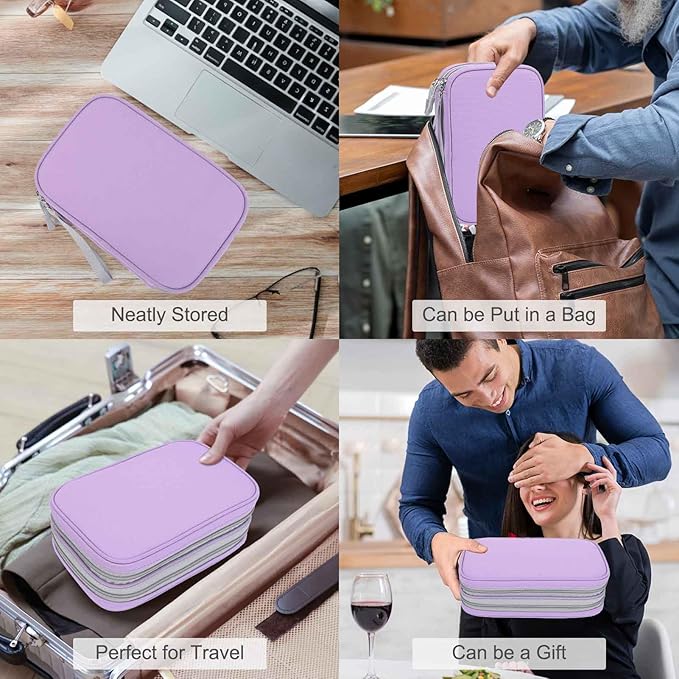 FYY Electronic Organizer, Travel Tech Pouch Bag, Large, Light Purple
