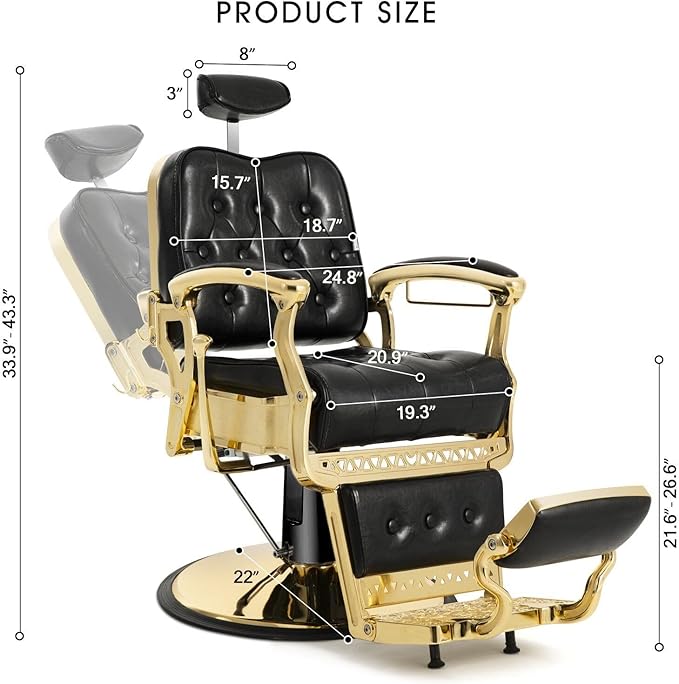 Artist hand Barber Chair Salon Chair Heavy Duty Barber Chair(Gold)