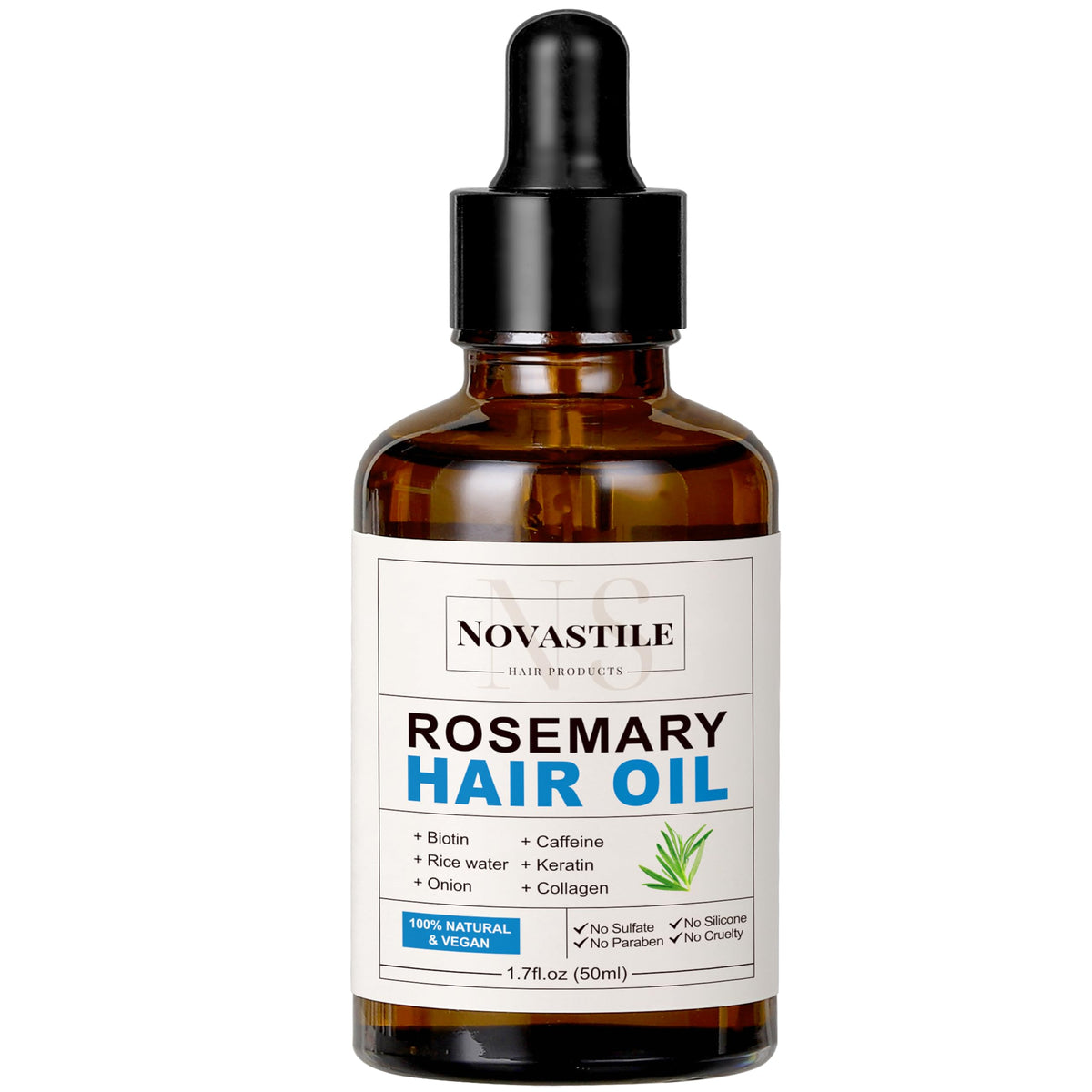 Novastile Rosemary Hair Oil – Dry Scalp & Split End Treatment with Biotin & Essential Oils for Strengthening, Nourishing, Moisturizing & Supporting Longer, Healthier Hair