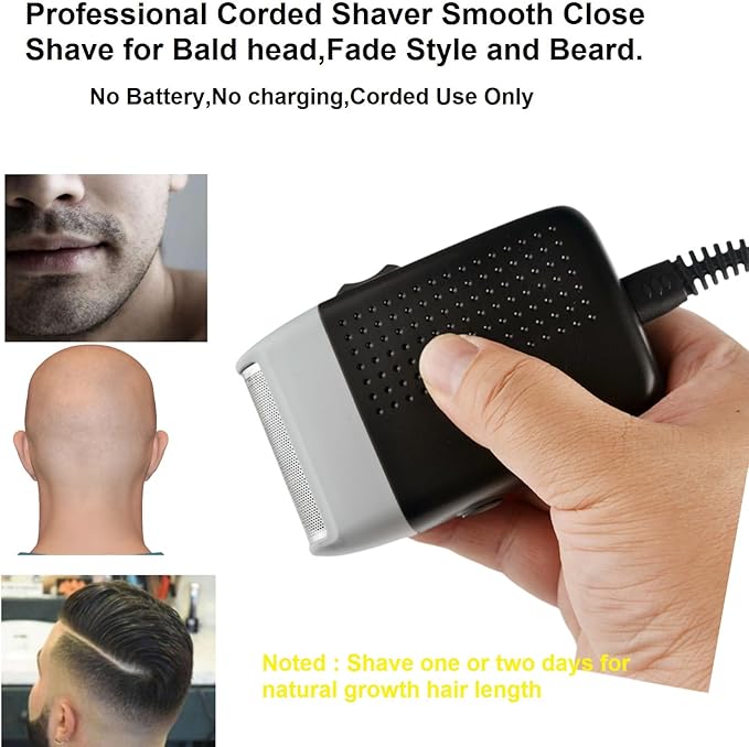 VSTSERIES Corded Electric Foil Shaver,Professional Close Shave Razor,Bald Head Shavers for Men,Barber Shop Fade Style Clipper,Face Stubble Beard Smooth Trimmer,12v Powerful Motor,Only Corded Use