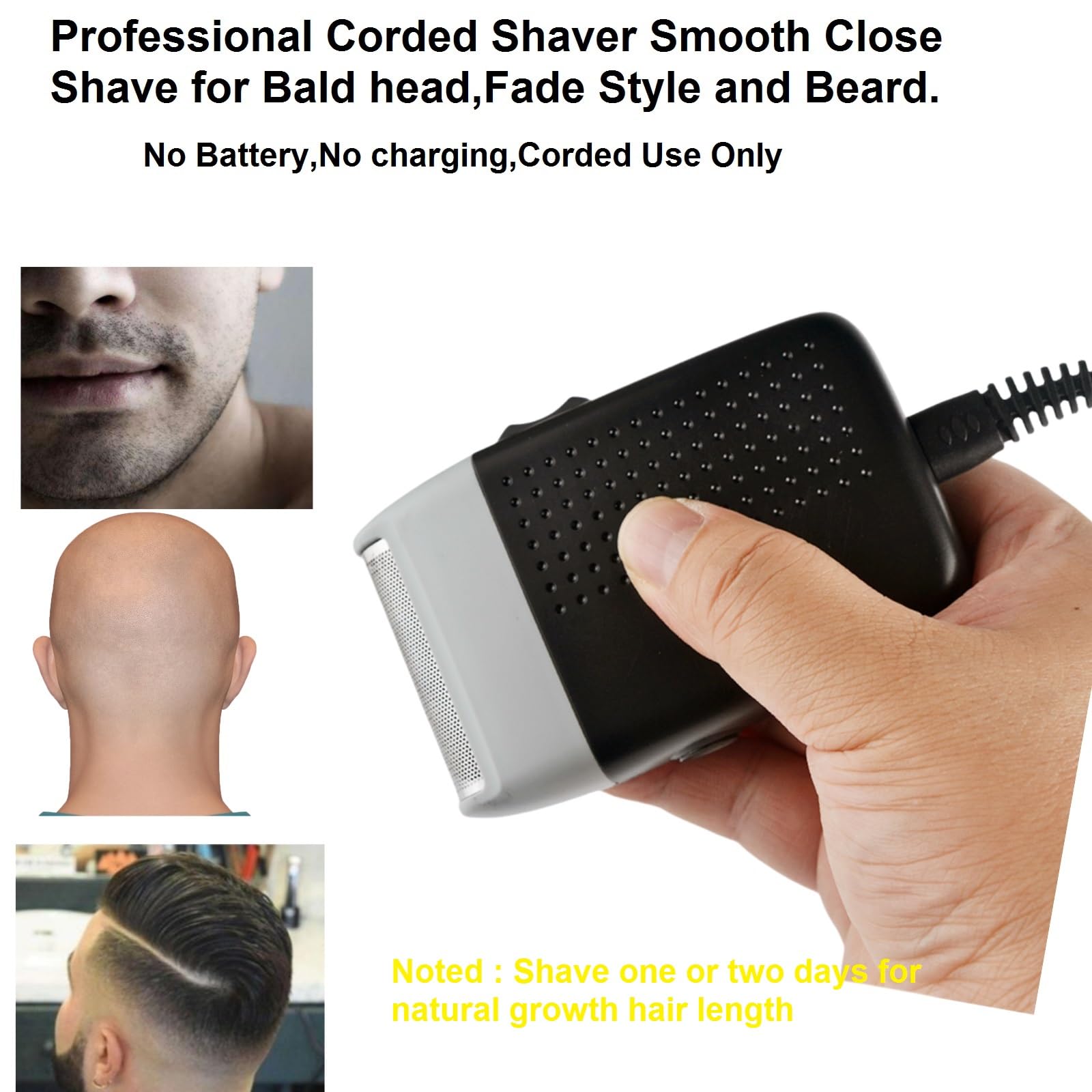 VSTSERIES Corded Electric Foil Shaver,Professional Close Shave Razor,Bald Head Shavers for Men,Barber Shop Fade Style Clipper,Face Stubble Beard Smooth Trimmer,12v Powerful Motor,Only Corded Use