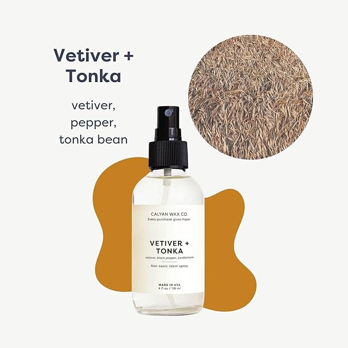 Calyan Wax Co. Vetiver & Tonka Room Spray - Natural Room Deodorizer
