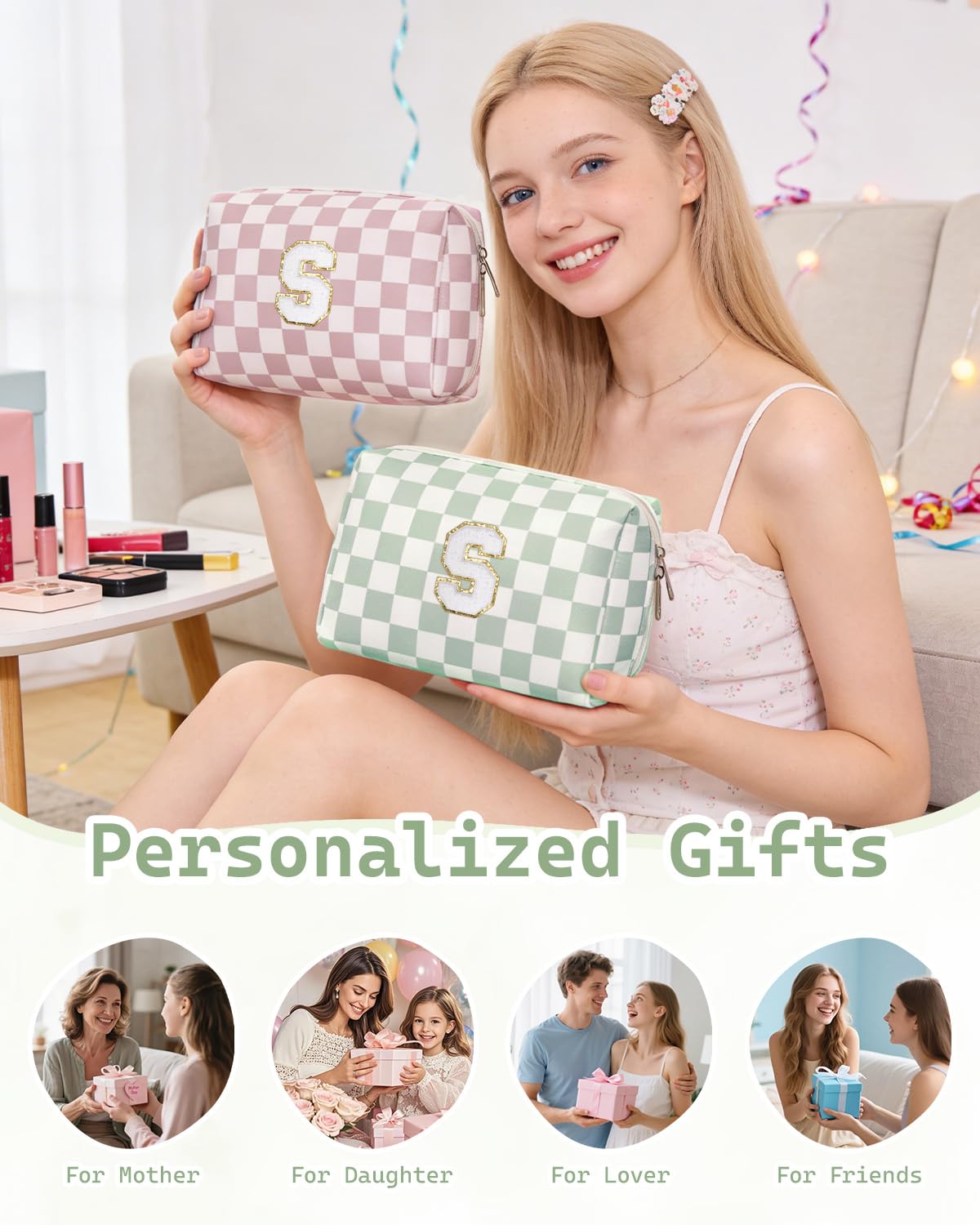 Narwey Initial Makeup Bag, Graduation Gifts for Teen Girls kids Tween, Trendy Stuff 6-18 Years Old, Personalized Monagram Travel Cosmetic Bag, Birthday Teacher Bridesmaid Mom Gifts for Women (S)