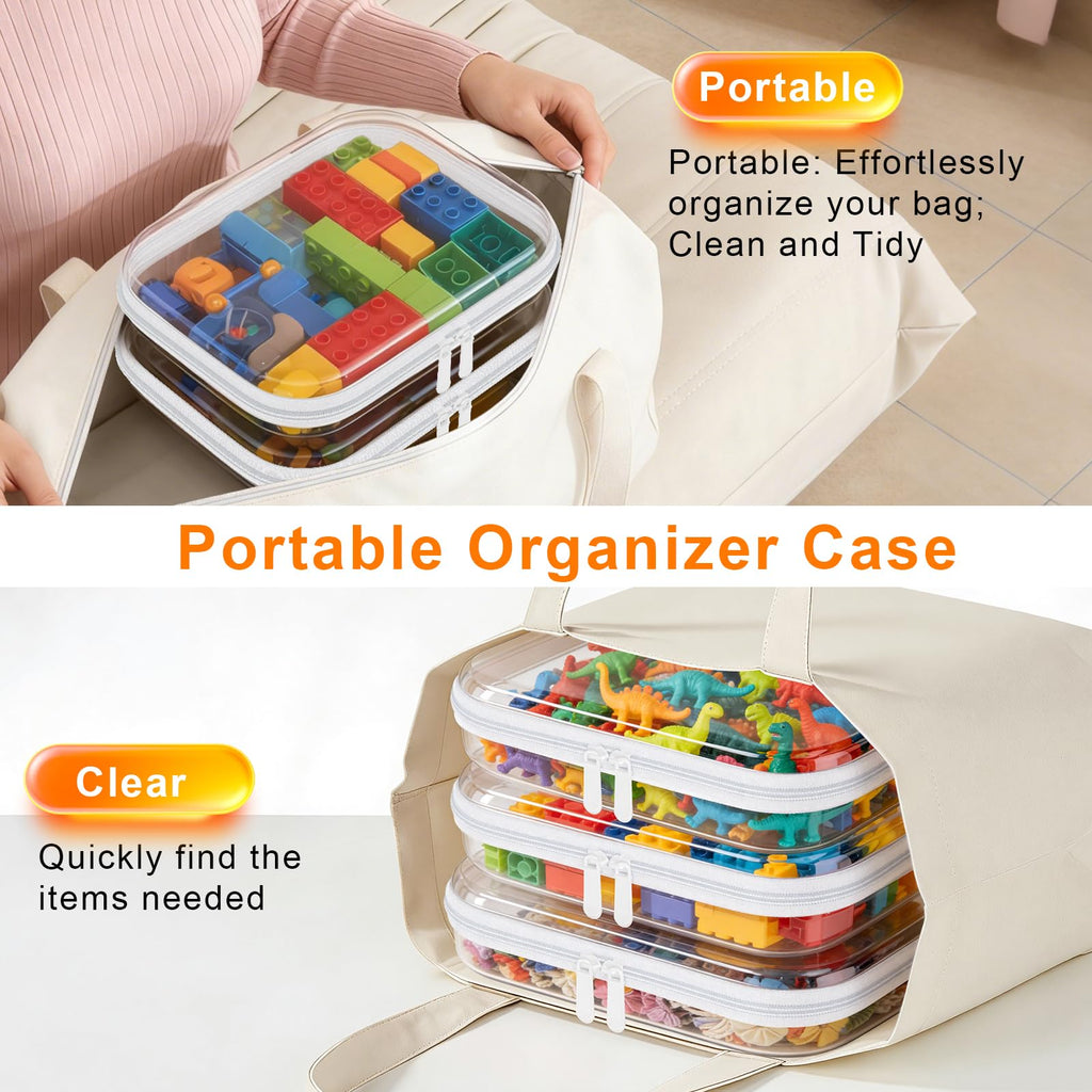 3PCS Clear Hard Shell Zipper Case,9.9*7.9*2in,Travel Toiletry Cosmetic Bags