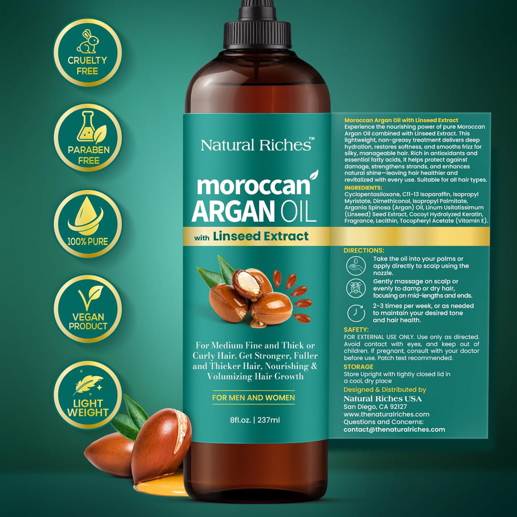 Moroccan Argan Oil with Linseed Extract 8 Fl Oz