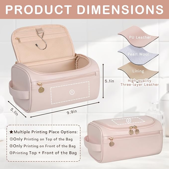 Dazurea Personalized Makeup Bag for Women, Printed Initials Name Cosmetic Bag with Handle, Customized PU Leather Travel Toiletry Bag for Girls, Gifts for Bridesmaid, Daughter, Wife, Mothers Day