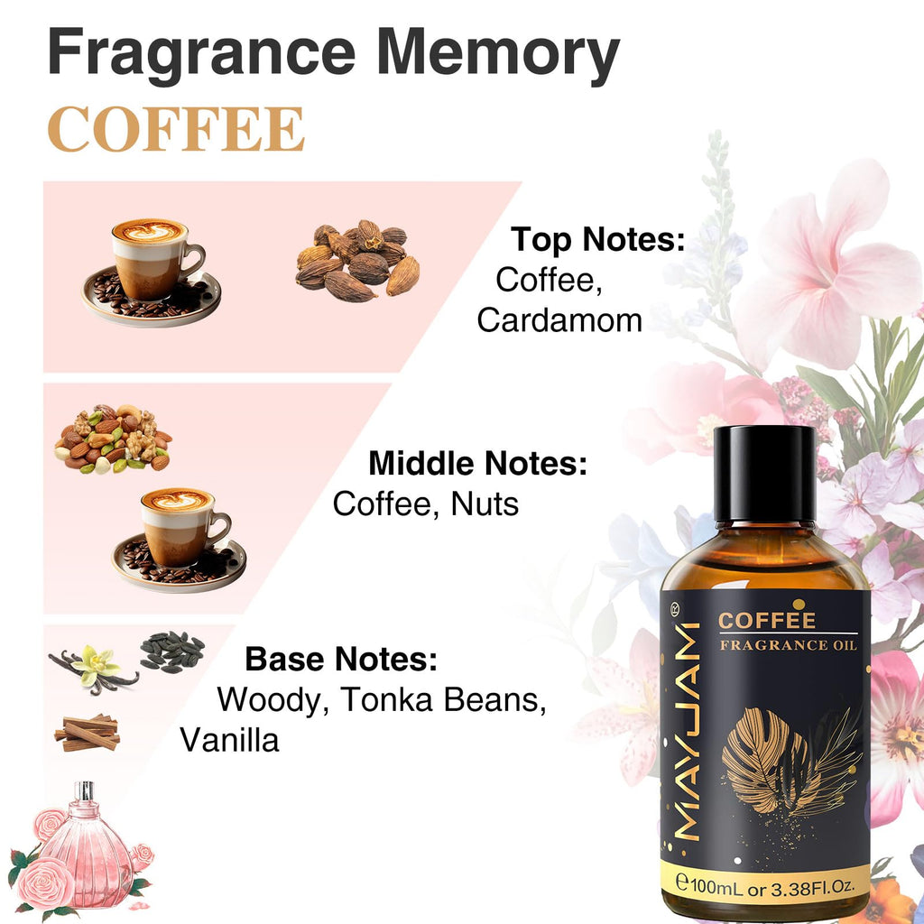 MAYJAM Coffee Fragrance Oil Essential Oils for Diffusers, 100ML/3.38FL.OZ