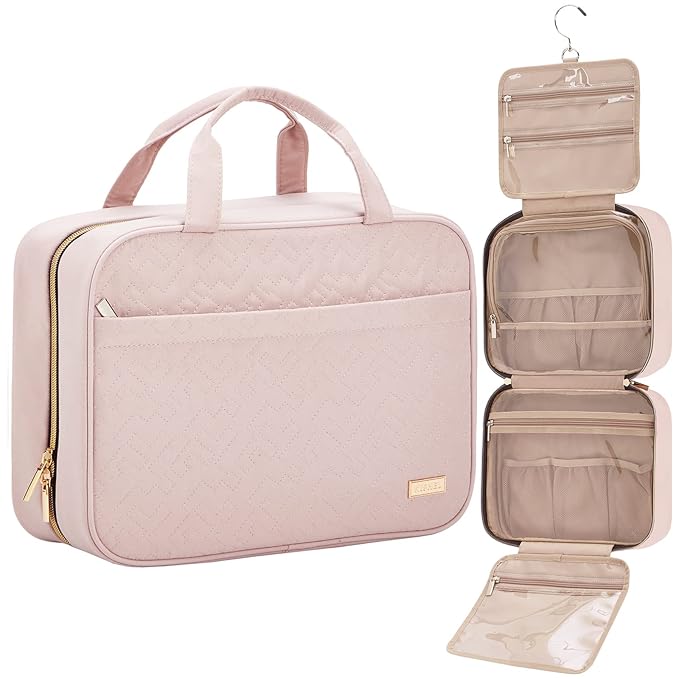 NISHEL Travel Toiletry Bag for women, Portable Hanging makeup Organizer