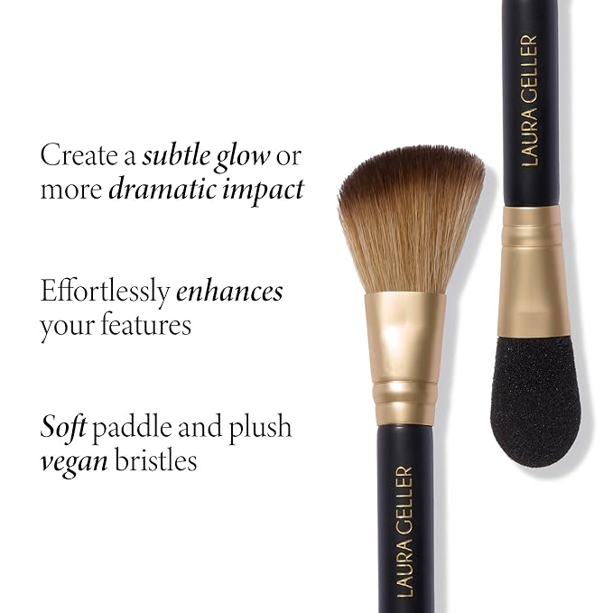 LAURA GELLER NEW YORK Cosmetic Professional Makeup Brushes - Cruelty-Free - 10 Dual-Ended Highlighter Brush