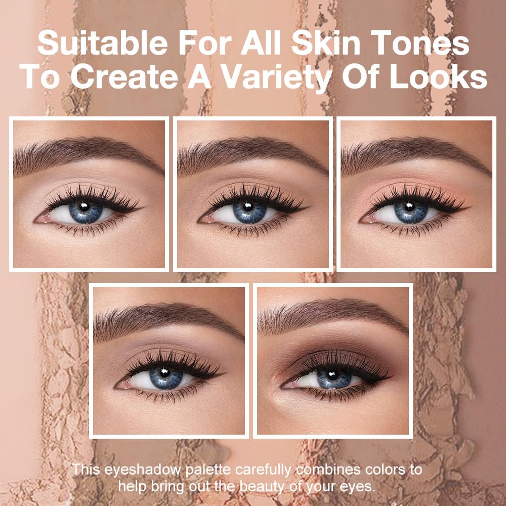 JUAAZIN 5 Colors Matte Eyeshadow Makeup Palette, 5 Natural Classic Nude Neutral Nude Brown Eyeshadow, Looks for Brown Eyes Women Finish Long Wearing Waterproof Professional Eye Makeup 01#