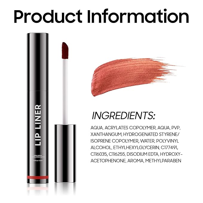 Ihrlpxkc Lip Stain Peel Off - Lip Liner Moisturizing Lip Stain with Matte Finish, Transfer-Proof, Non-Stick Cup Long-wear & Waterproof (Mauve)