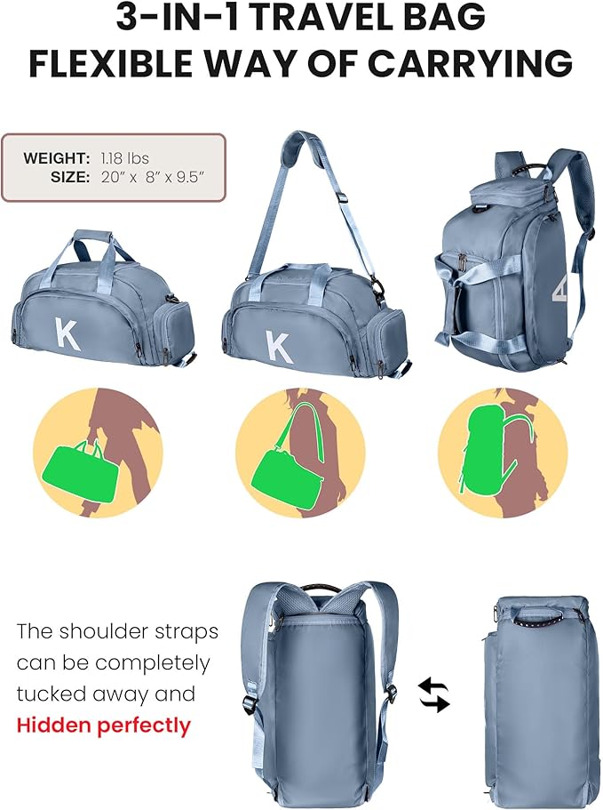 Preteen Birthday Gifts, Initial Gym Bags with Shoe Compartment, Dance Bag for Girls, Monogram Kid Overnight Bags, Teen Girl Gift Trendy Stuff-Travel Weekender Duffel (Letter A)