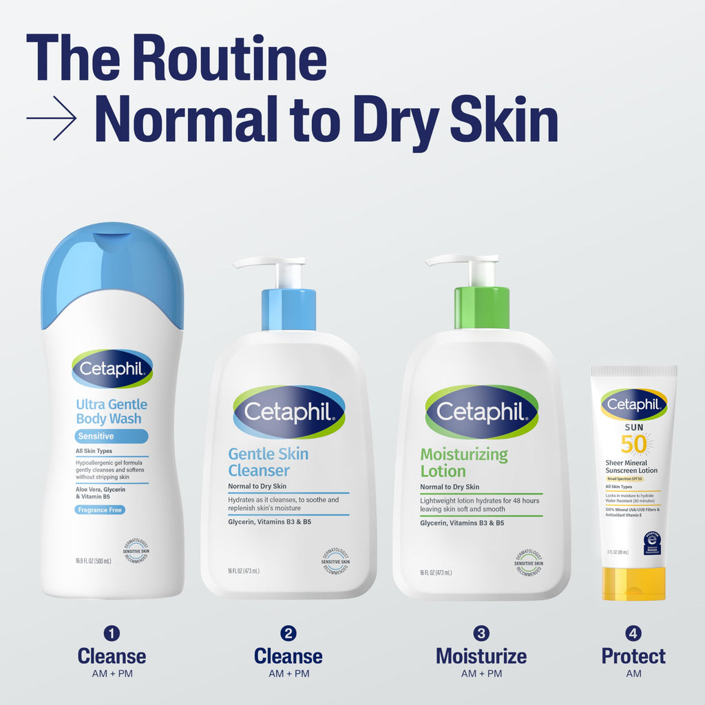 Cetaphil Moisturizing Face & Body Lotion, Sensitive Skin, Travel, 2oz, 12ct
