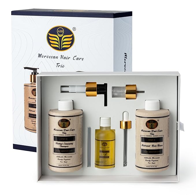Argan Oil Shampoo & Conditioner Set for Women, Postpartum & Menopause Hair and Scalp Treatment with Argan Oil, Sulfate Free, Leave In Conditioner & Hair Oil for Thinning-Looking Hair