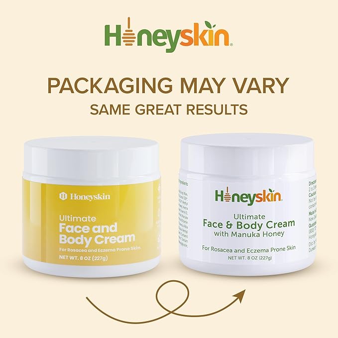 Honeyskin Ultimate Face & Body Cream with Manuka Honey MGO 514+ - Organic Hydrating Moisturizer for Extremely Dry, Sensitive Skin - Soothing Cream for Dry, Itchy & Flaky Skin 8oz