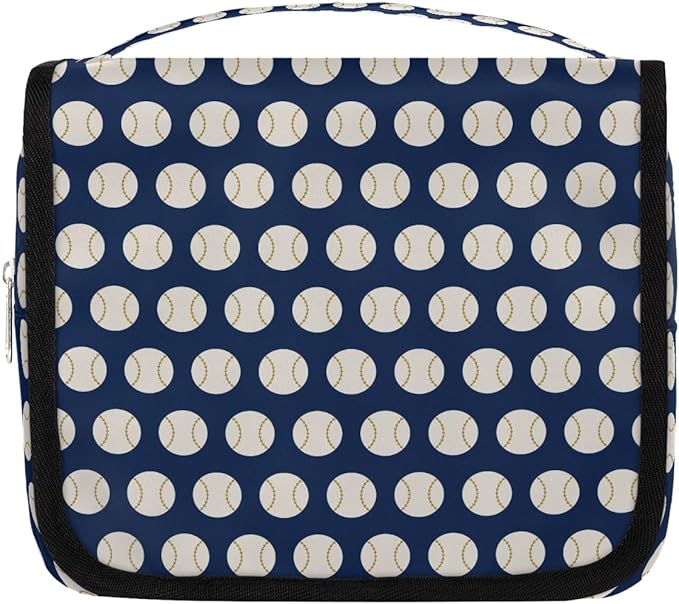 YoYoYuchong Travel Toiletry Bag for Women & Men Baseball Sports Blue Hanging Cosmetic Organizer Portable Waterproof Makeup Case Make Up Bag with Compartments Travel Essentials for Bathroom Shower