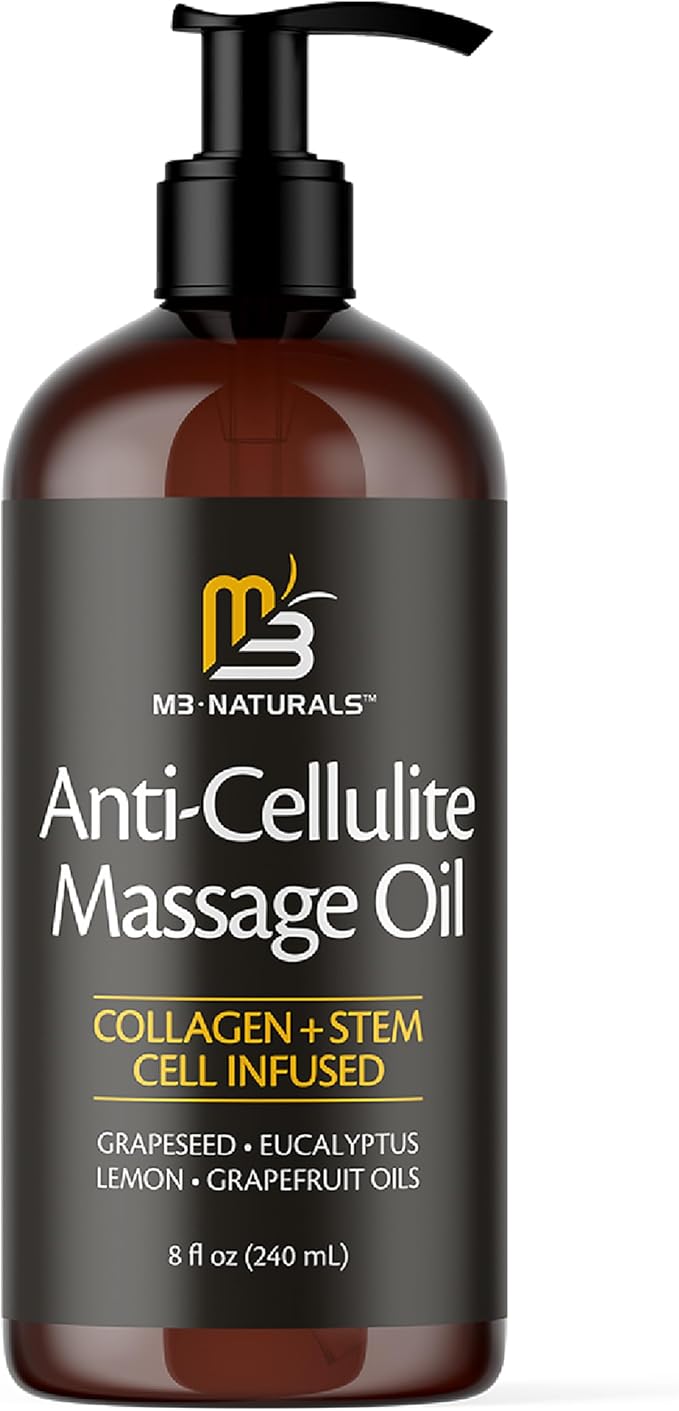 Anti Cellulite Oil and Lymphatic Drainage Massager Kit, 8 fl oz by M3