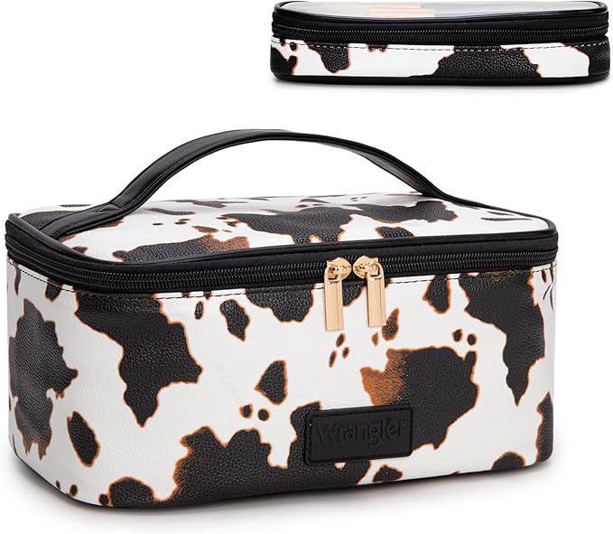 Wrangler Travel Makeup Bag 2pcs Set Cosmetic Bag with Makeup Brush Holder