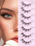 Cat Eye Lashes Wispy Eyelashes Manga Cat Eyelashes Natural Look 15mm Wispy False Lashes 3D Volume Fake Eyelashes Anime Lash Soft Faux Mink Lashes 7 Pairs Lashes Pack Siligli