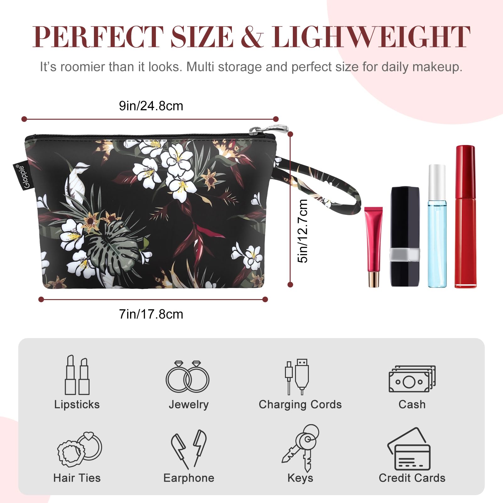 Gloppie Small Makeup Bag for Purse Portable Cosmetic Pouch for Women
