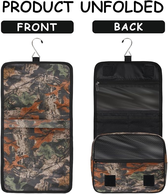 YoYoYuchong Travel Toiletry Bag for Women & Men Forest Tree Leaves Hanging Cosmetic Organizer Portable Waterproof Makeup Case Make Up Bag with Compartments Travel Essentials for Bathroom Shower