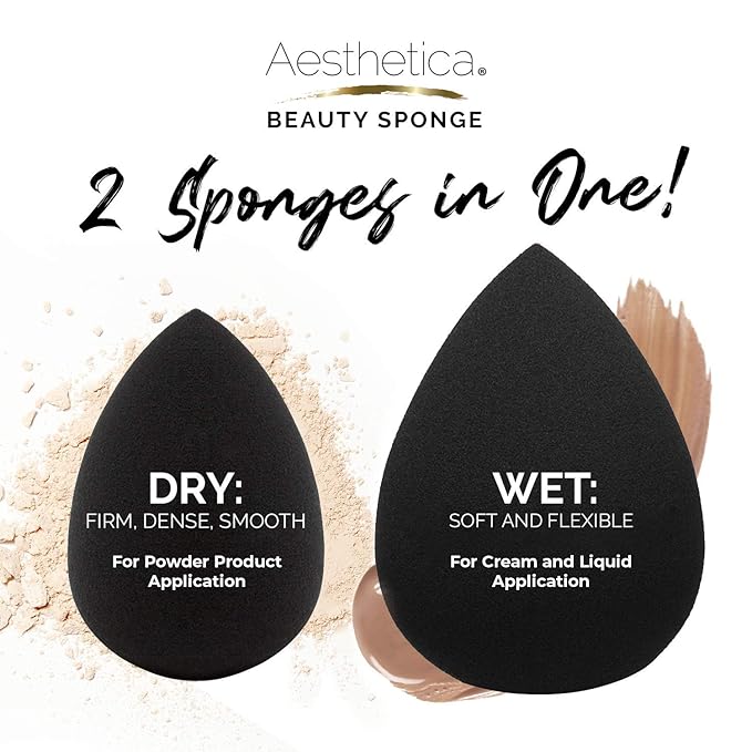 Aesthetica Beauty Sponge Blender, Latex Free & Vegan Makeup Sponge Blender