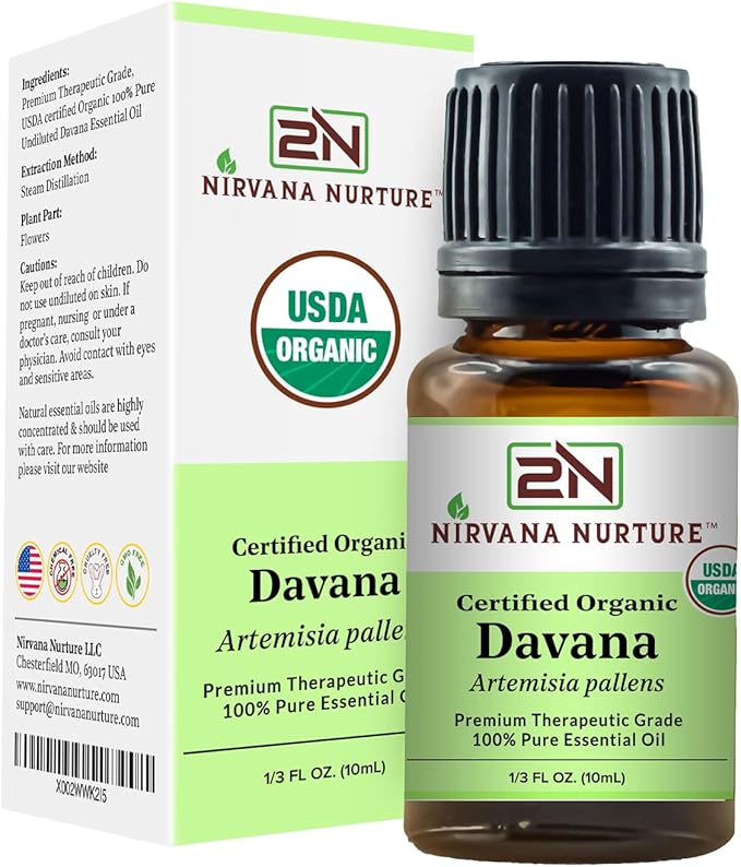 Nirvana Nurture Davana Essential Oil, 100% Pure Undiluted, Aromatherapy Oil for Diffuser, Hair & Skin Care