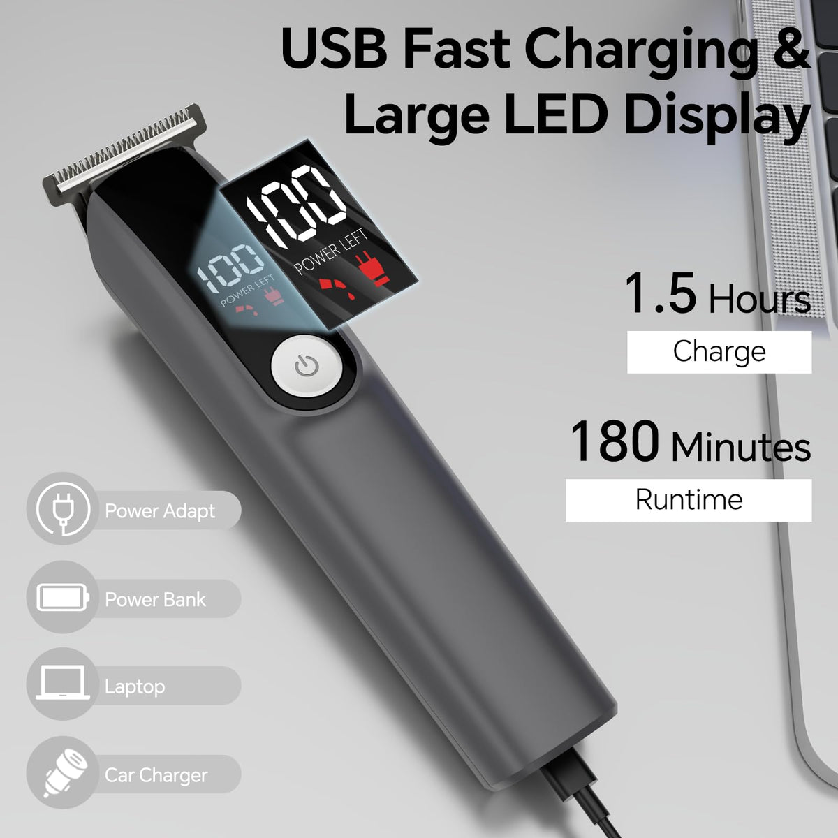 Beard Trimmer for Men 5 in 1 Electric Razor for Nose, Body, Face and Mustache Grooming Kit Cordless Hair Clipper Trimmer with Smart Charge Technology