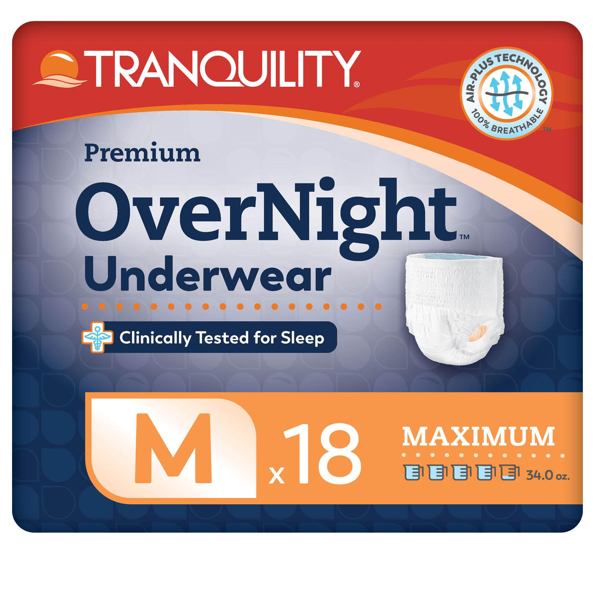 Tranquility Overnight Absorbent Underwear, XL, Maximum, 66 in, 14 ct