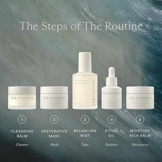 Oak Essentials The Routine Face Skincare Set, 5-Piece, Full Sizes