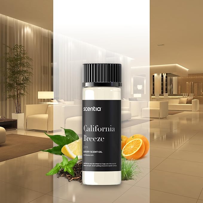Scentia California Breeze Aromatherapy Oil for Diffuser – Hotel Scent Inspired by Delano Beach Club – 20 mL – Orange, Green Tea & Jasmine Natural Fragrance Oil for Waterless & Cold Air Diffusers